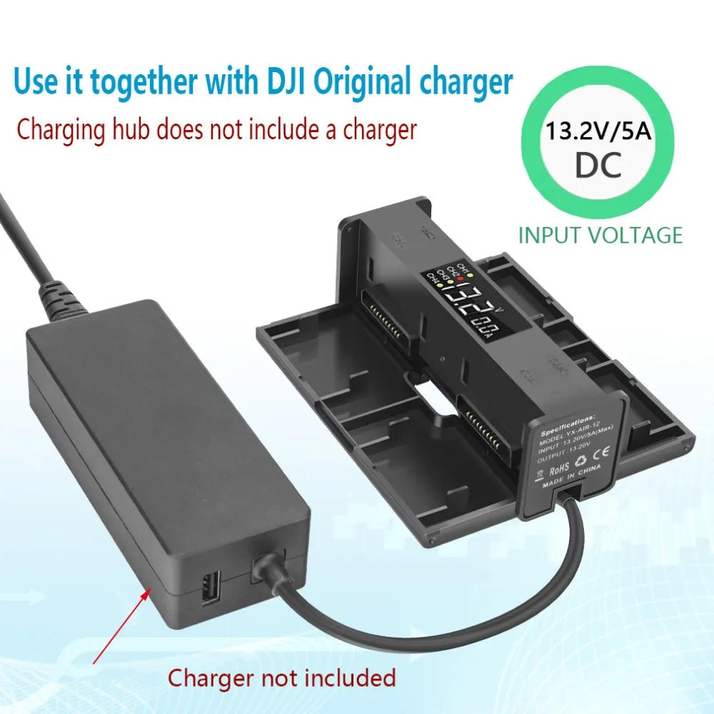 Description Picture 6 of itemNew Air 2 Charger Compatible with Air 2/2S Drone Battery 4 in 1 Charging Hub Portable Smart LED Butler