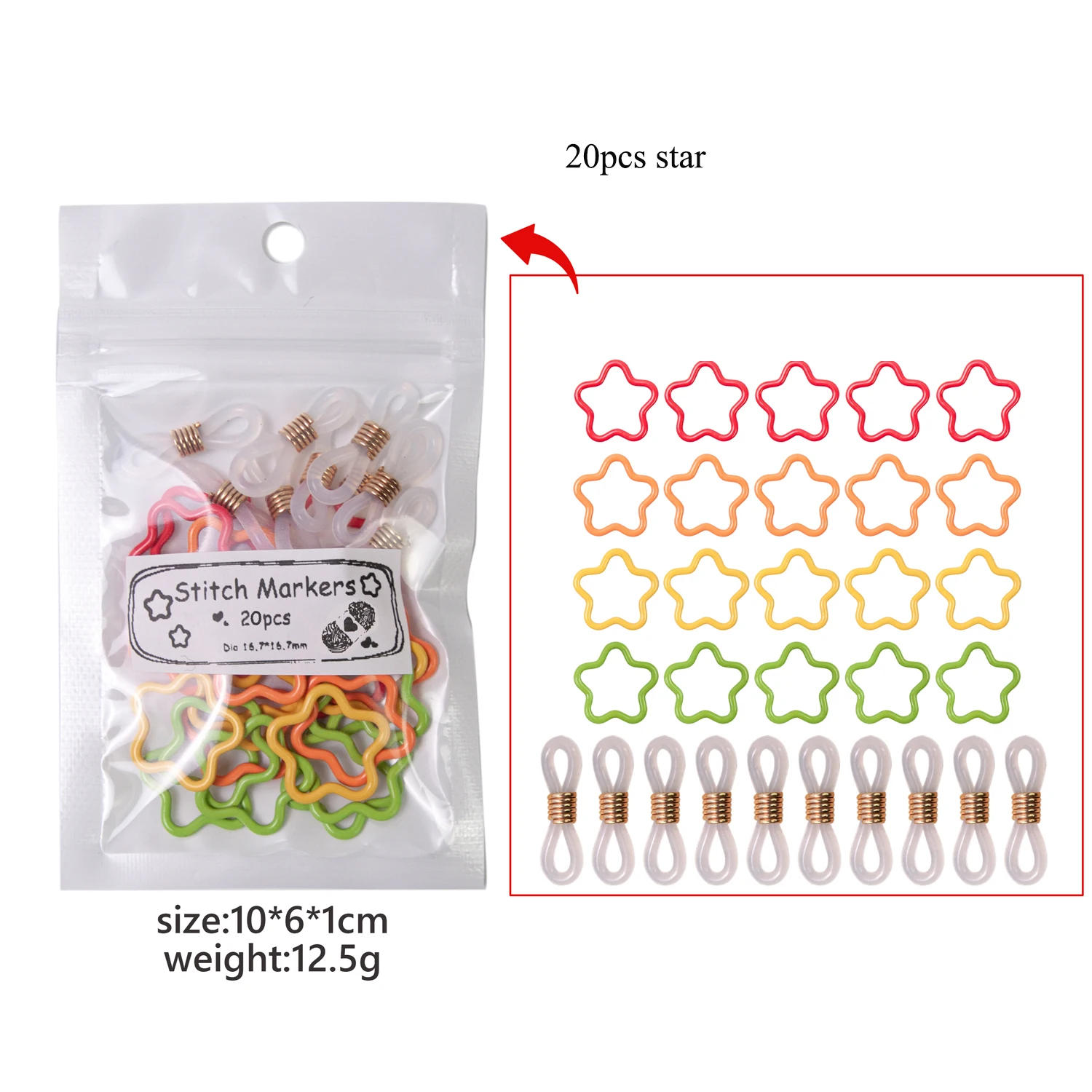 Description Picture 2 of itemMixed Color Metal Polygon Clip Locking Stitch Marker Ring 12-24pcs Crochet Latch Knitting Tools Needle Clip Hook Sewing Tool