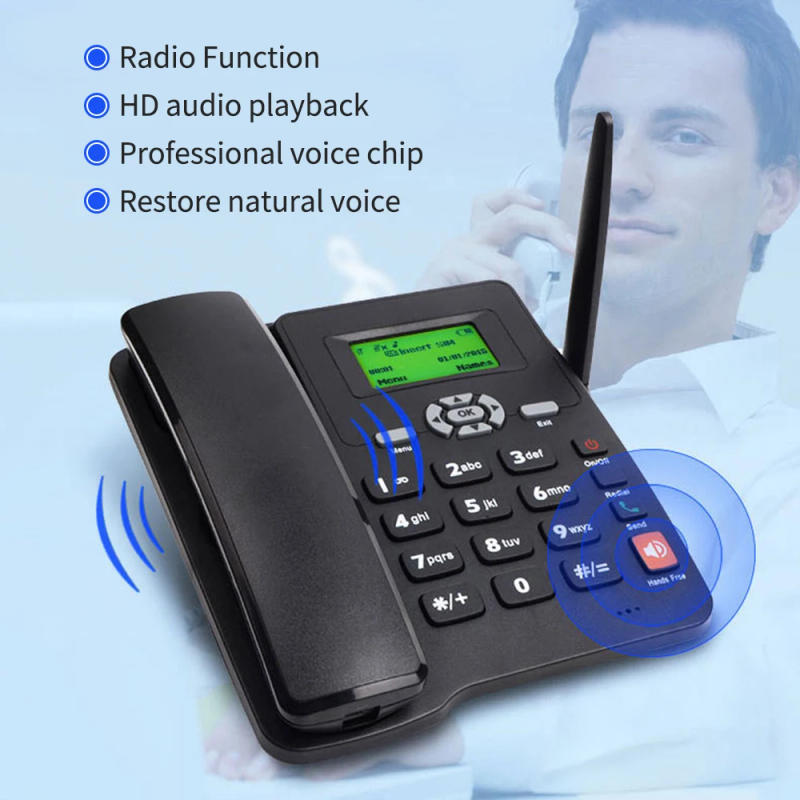 Description Picture 6 of itemCordless Phone Desktop Telephone SIM Card 2G Fixed Wireless Phone with Antenna Radio Alarm Clock Funtion for House Home Call