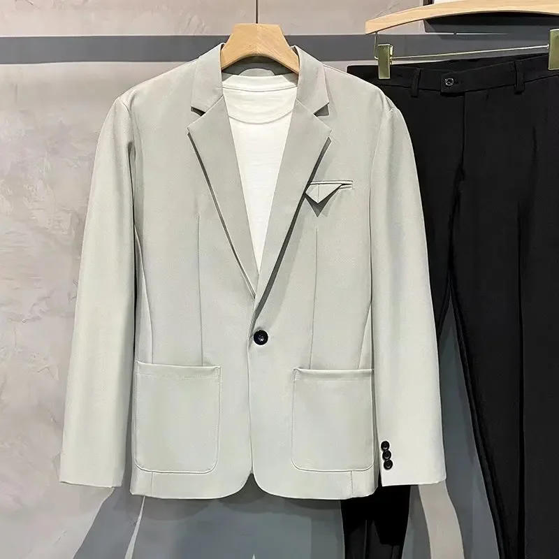 Description Picture 5 of itemHigh-end Feeling Streetwear Suit Jacket For Men Casual Trendy Korean Style Lightweight Single Breasted Top Casual Clothes