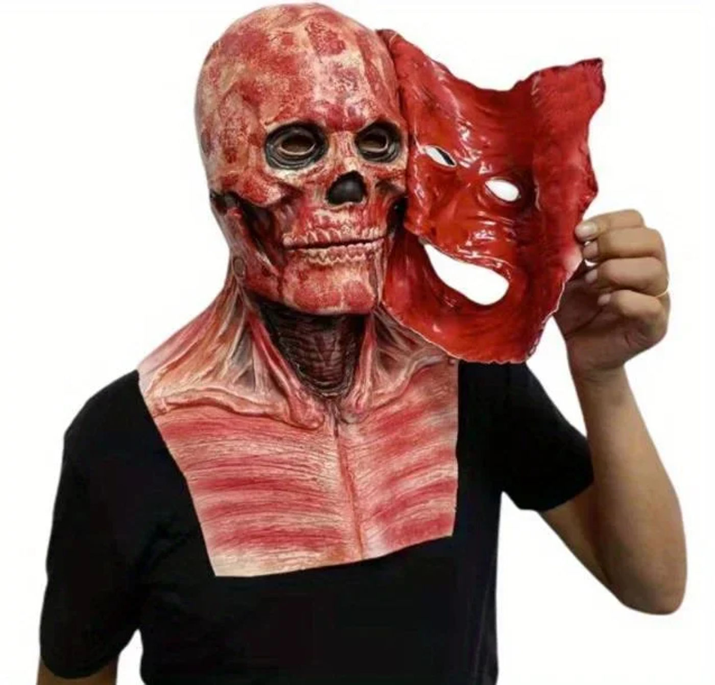 Description Picture 3 of itemMove mouth Men's Latex Horror Skull Mask For Party Masquerade Costume, Halloween Show Props Funny Men's Face Mask