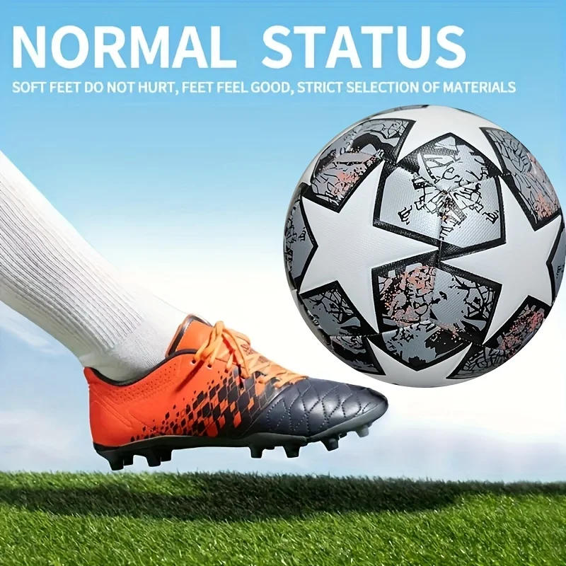 Description Picture 3 of itemStandard Size 5 Unisex Soccer Ball - Durable Machine-Sewn Wear-Resistant PU Leather Construction, Perfect for Family Fun and Fes