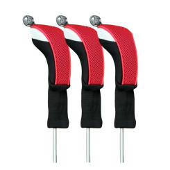 3pcs/pack Golf Hybrid Headcover Long Neck Hybrid Head Covers UT Golf Clubs Covers 3 Pieces Red Colour