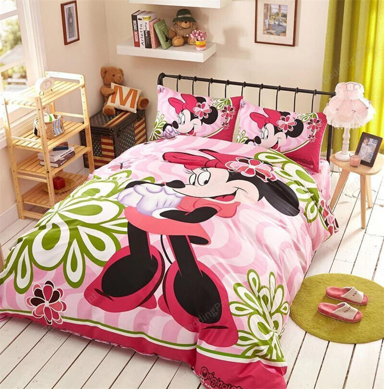 Description Picture 3 of itemDuvet Cover Minnie Pink Princess Style Cartoon Bedroom Decoration for Teenagers and Kids Adult Room Bedding Set Single Double