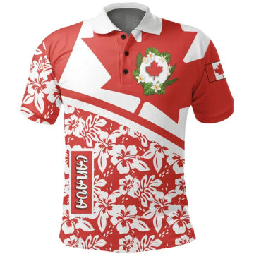 Fashion Summer 3D Canada National Flag Emblem Printing Polo Shirt Canada Coat Of Arms Graphic Polo Shirts Men Harajuku Polos Top