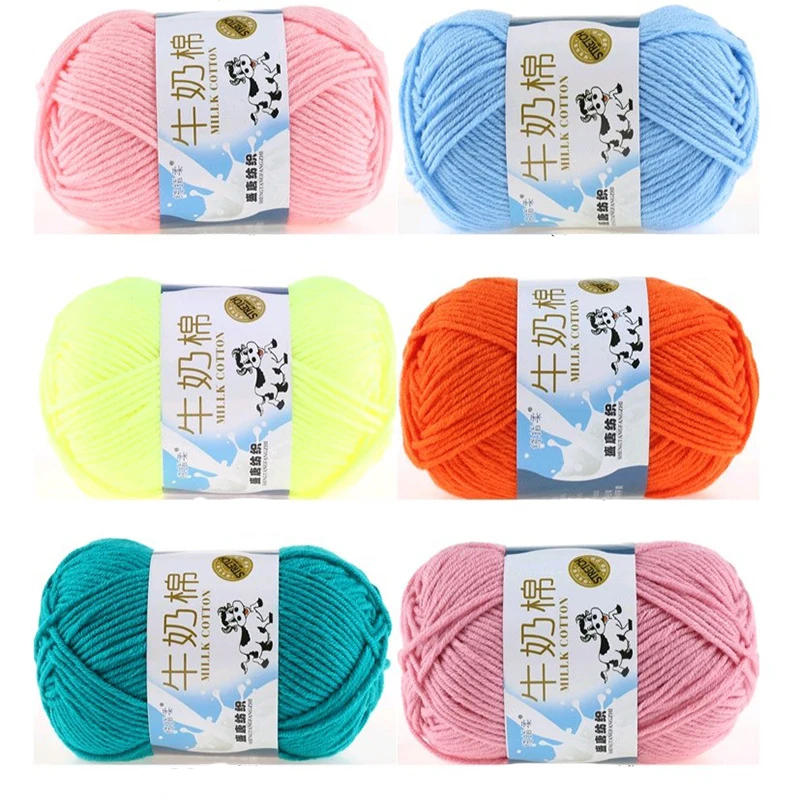 Description Picture 6 of item91 Color 5Strands Crochet Yarn For Knitting Milk Cotton Yarn Soft Warm Knitted Line Thread Handmade Needlework DIY Cotton Thread