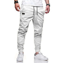 Men'S Casual Classic Jogging Pants Retro Drawstring Double Pocket Joggers Trousers Solid Color Binding Feet Bottoms Casual Pants