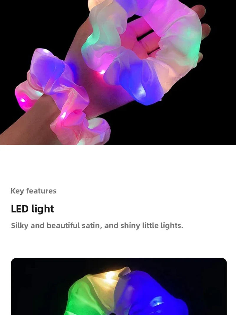 Description Picture 4 of itemLED Glow-in-the-Dark Big Sausage Headband, Girls Horse Tail Headpiece, Glow-in-the-Dark Hair Accessories for Fancy Ideas