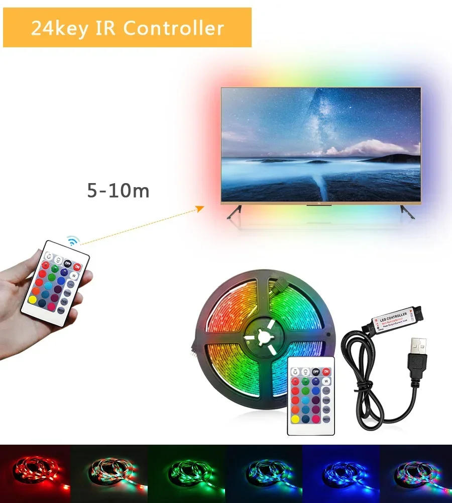 Description Picture 6 of itemUSB LED Strip Light Color RGB 5050 Bluetooth LED Lamp Tape Bedroom Decoration 5V 5m 10m 15m 20m TV Backlight For Christmas Party