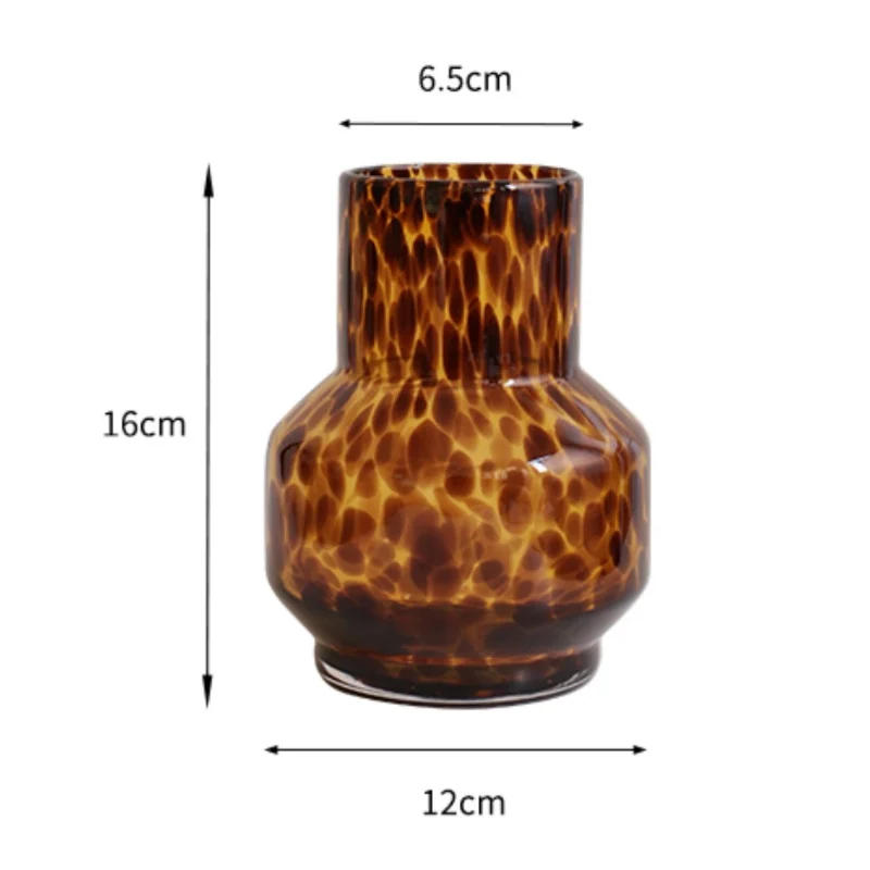 Description Picture 2 of itemTortoiseshell Glass Vase Vintage Leopard Print Plant Flower Pot Floral Arrangement Display Crafts Home Decoration Accessories