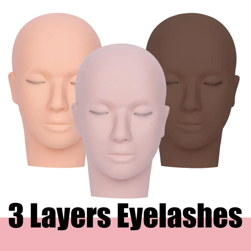 Description Picture 2 of itemFalse Eyelash Extension Practice Face Head Accessories Lash Artist Training Set Lashes Salon 3 Layers Lash Mannequin Doll Head