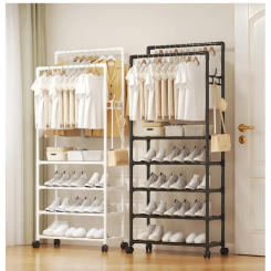 Furniture for Room Clothing Rack Clothes Arara Floor Coat Rack Porte Manteau Mural Hanger Iron Bamboo Wall Shelf Racks Metal