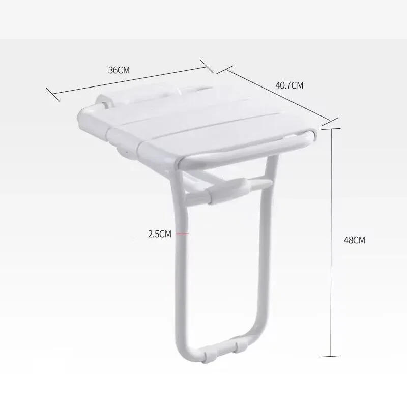 Description Picture 5 of itemWall Mounted Bath Stool Stainless Steel PVC Plastic Bathroom Wall Foldable Bench F olding Shower Chair Shower F olding Seat