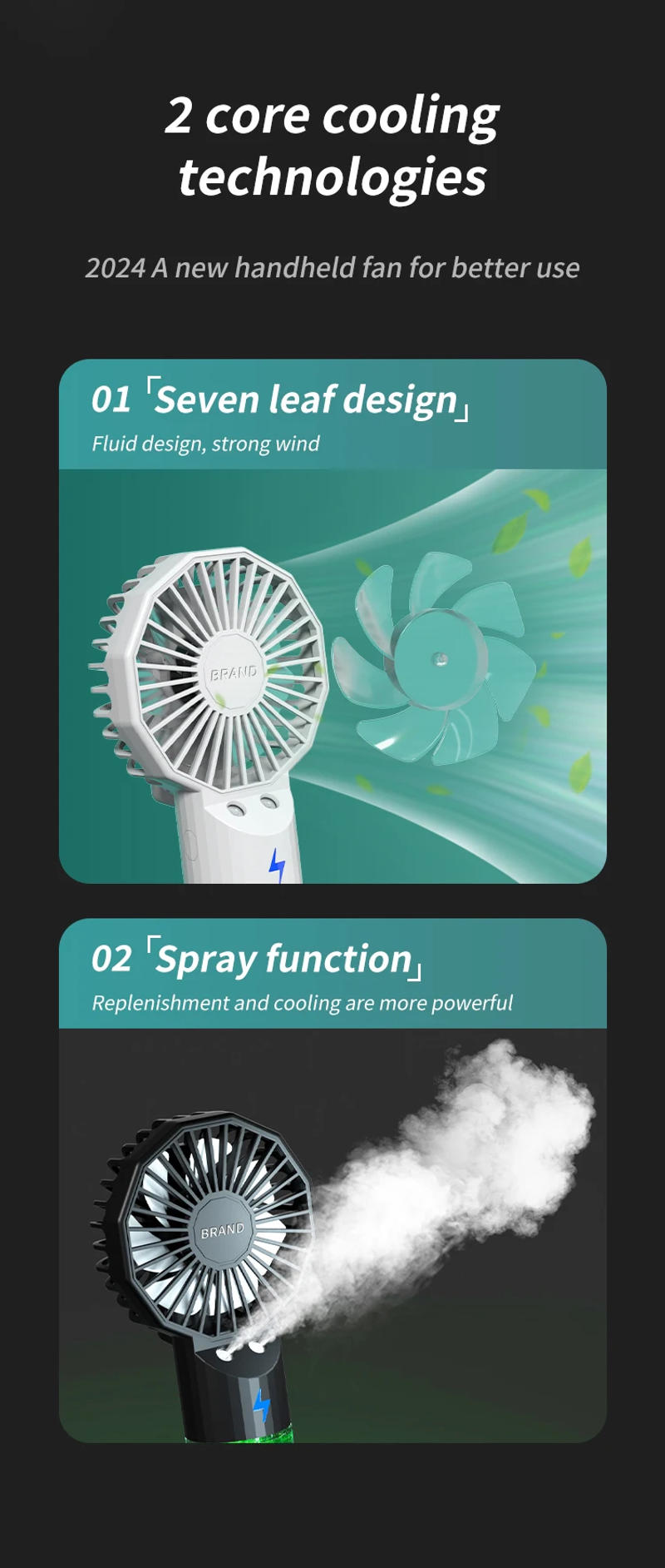 Description Picture 4 of itemPortable Hand-Held Humidification Spray Small Fan Dormitory Mini Usb Charging Outdoor Hand-Held Spray Fan Water Replenishment