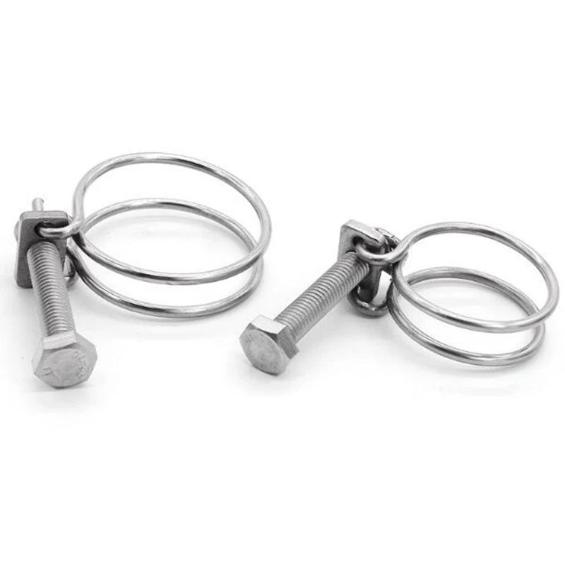 Description Picture 6 of item9mm-100mm ID 201 Stainless Steel Collar Water Fuel Pipe Clip Swivel Drive Double Wire Hose Worm Gear Hoop Lathedog Clamp