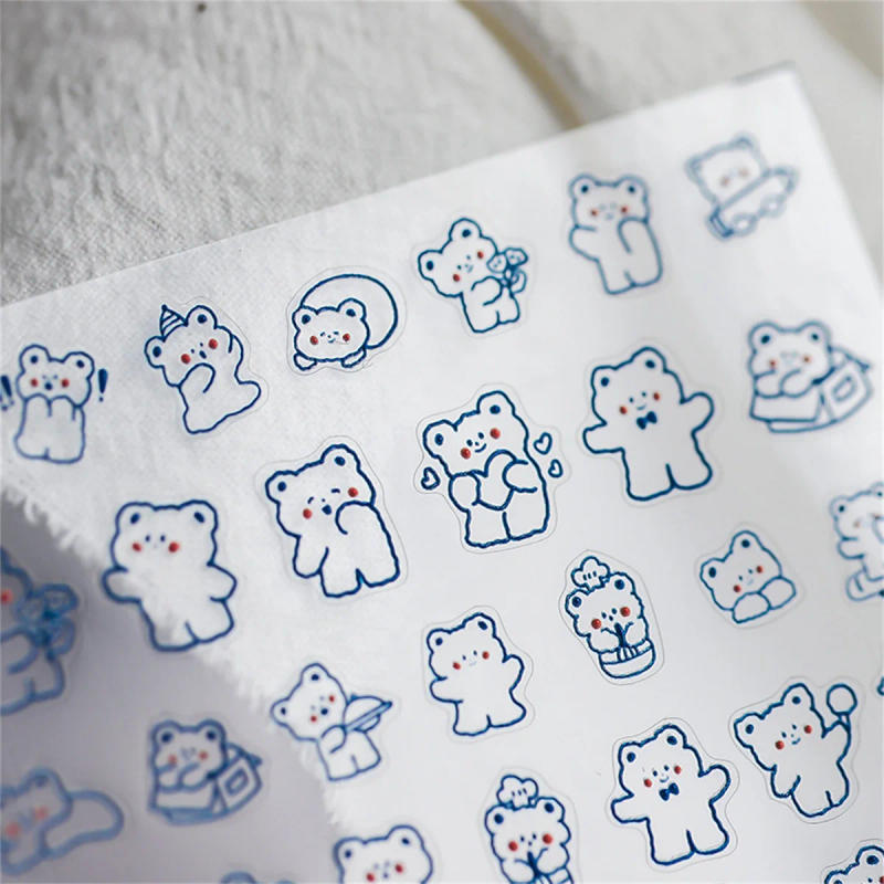 Description Picture 4 of item1pcs Cartoon 5D Relief Blue Hollow Bear Nail Art Stickers Kawaii Animals Adhesive Transfer Nail Decorations Slider Decals DIY