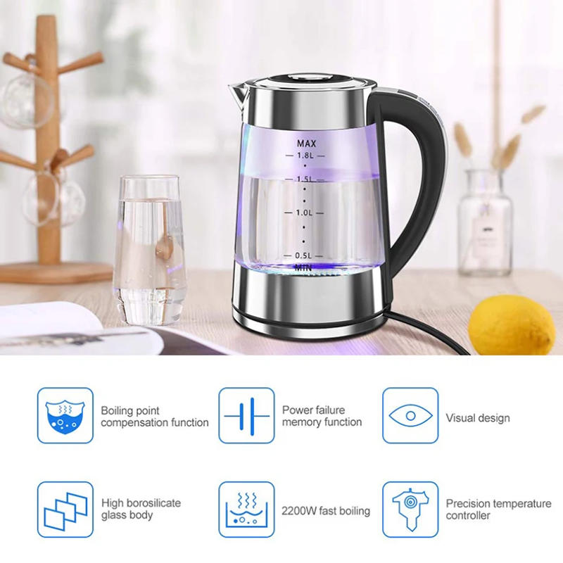 Description Picture 3 of itemSmart Thermostatic Glass Electric Kettle 1.8L Capacity Automatic Thermostat Suitable for Home, Office, Hotel