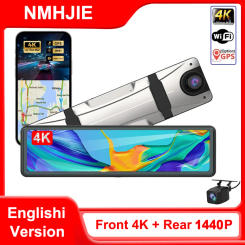 12 Inch Car Dvr 4K + 2K WIFI GPS Mirror Dash Cam Dual Lens Dashcam Drive Stream RearView Mirror IPS Screen Video Recorder Camera