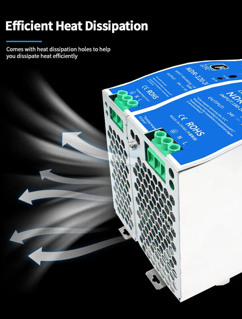 Description Picture 4 of itemLCTC Switching Power Supply NDR-75W 120W 240W 480W Industrial DIN Rail 12V 24V 48V AC/DC Single Output Power Transformer