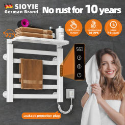 SIOYIE Towel Warmer Bathroom Wall Mounted Heated Towel Rack with storage rack, Electric Towel Drying with Timer R335