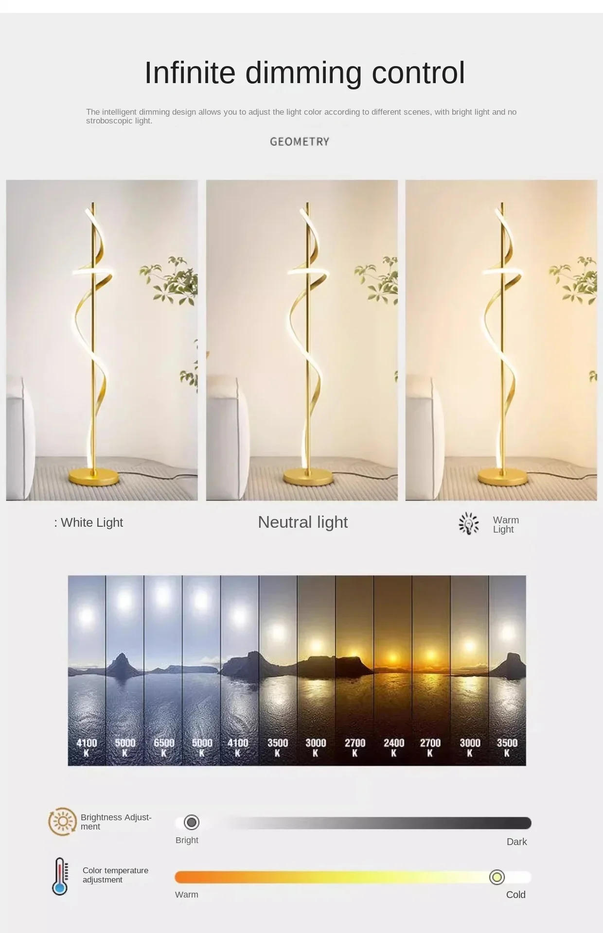 Description Picture 6 of itemNordic LED living room, bedroom, vertical bedside lamp, wall corner, floor standing desk lamp