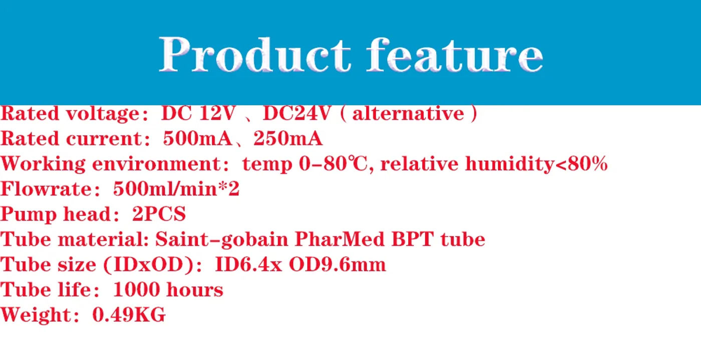 Description Picture 3 of itemDual pump heads Peristaltic pump Water pump High flowrate  PharMed BPT tube