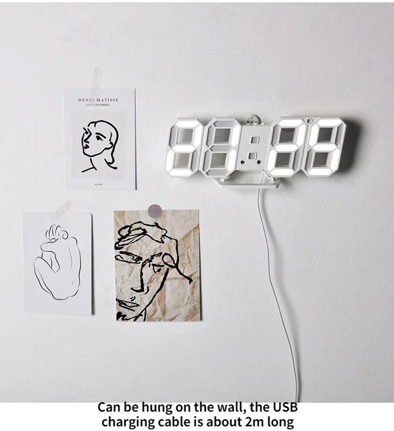 Description Picture 4 of itemInterior Table Clock Watches Wall Table Decoration & Accessories Digital Desk Clock Decor Living Room Bedroom Led Alarm Home