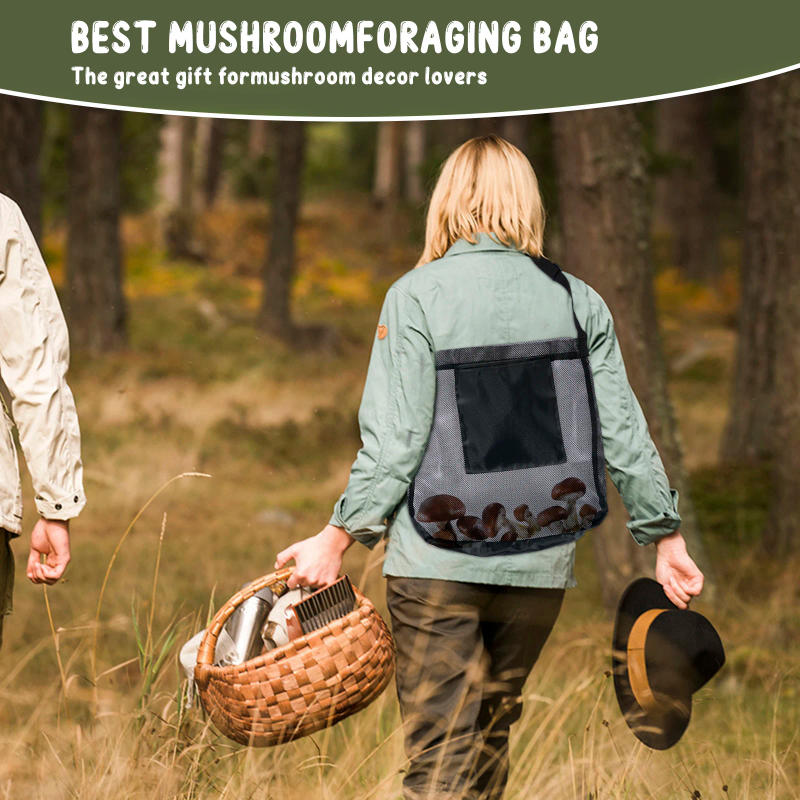 Description Picture 3 of item1/2Pcs Multipurpose Storage Bag Mesh Mushroom Foraging Bag With Adjustable Shoulder Strap Large Capacity Outdoor Shopping Pouch