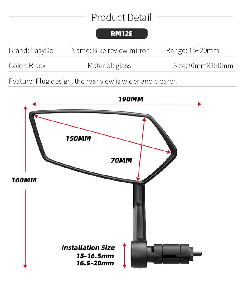 Description Picture 3 of itemEASYDO Bicycle Mirror Universal WideRange 360° Adjustable Rearview Mirror Electric Scooter Convex Glass Durable Bike Accessories