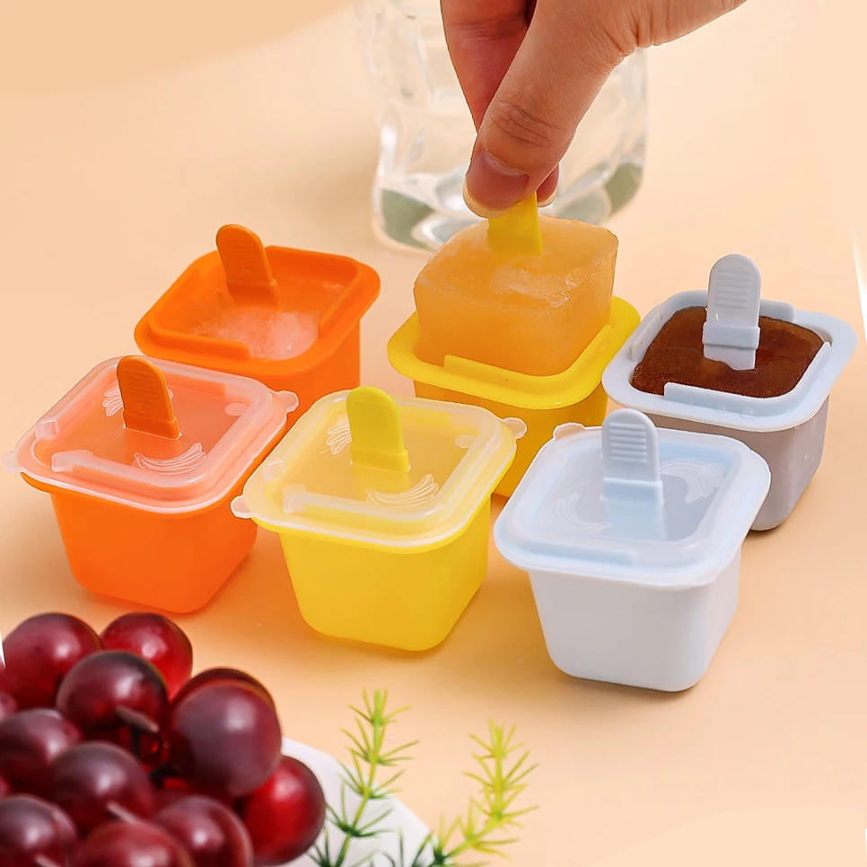 Description Picture 2 of itemSquare Ice Cube Molds Food Grade Silicone Ice Cream Mould Tray with Popsicle Stick DIY Jelly Pudding Summer Ice Ball Maker Tools