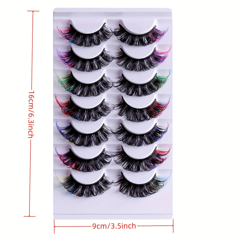 Description Picture 5 of item7 pairs of popular color fake eyelashes, thick and curled, simulated D-curve double eyelid eyelashes