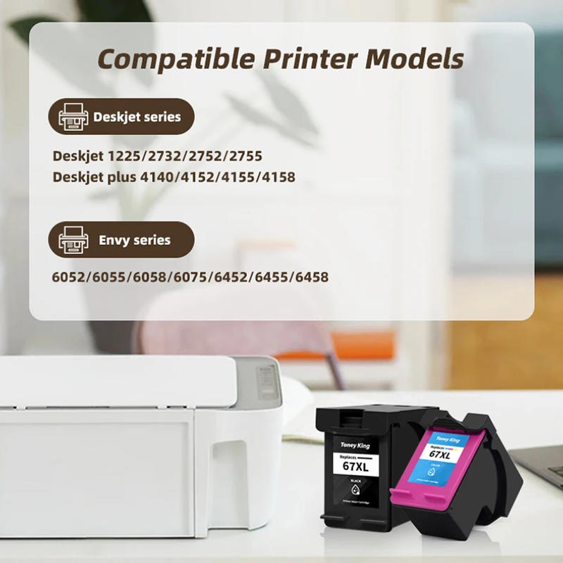 Description Picture 4 of itemReplacement For HP 67 67XL Ink Cartridge For HP Deskjet 1225 2732 2752 2755 4158 plus 4140 4152 4155 4158 ENVY 6052 6055 Printer