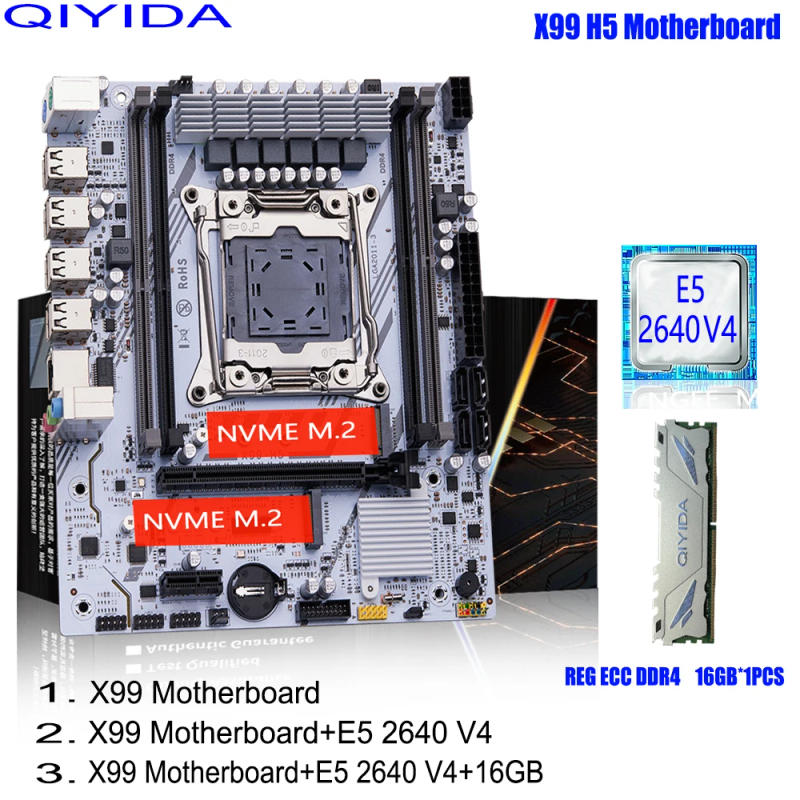 Description Picture 2 of itemQIYIDA X99 Motherboard kit set LGA 2011-3 Xeon E5 2640 V4 CPU DDR4 16GB PC4 REG ECC Memory NVME M.2 PCI16x3.0 M-ATX