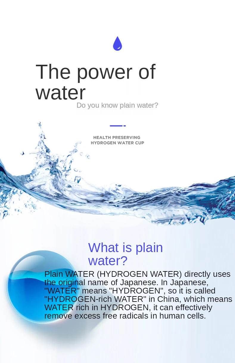 Description Picture 6 of itemHydrogen Rich Water Generator Japanese Alkaline Energy Glass bottle Anion Water Ionizer Anti Aging USB H2 Healthy smart cup