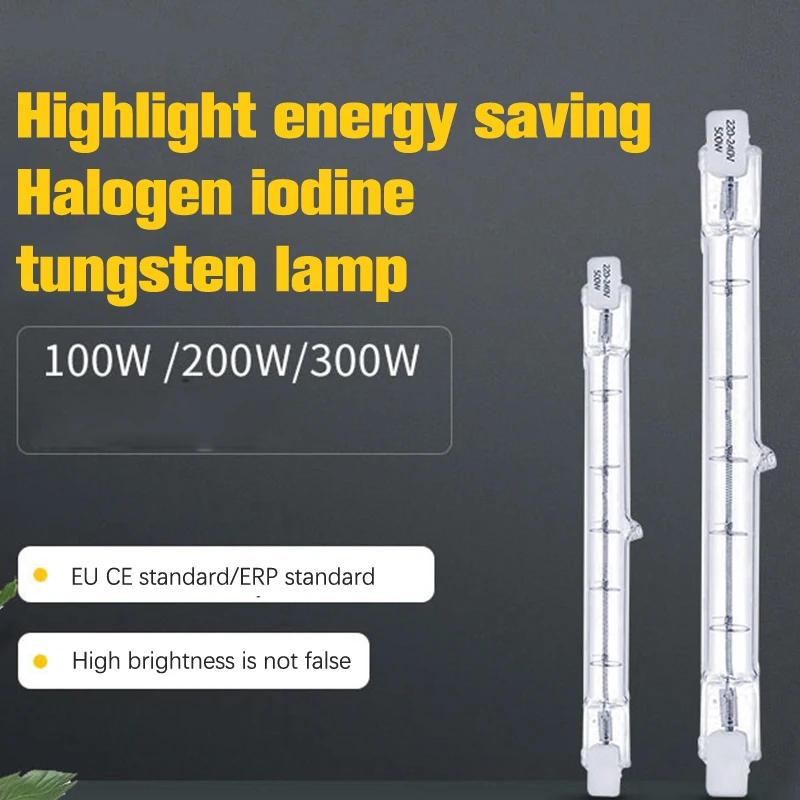 Description Picture 2 of item1Pc 100/200/300W Halogen Lamp 118mm Double Ended Linear R7s Halogen Light Bulb AC230V Household Decor R7s Halogen Bulb