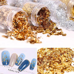 Gold, Silver, Copper Foil Sequins Glitter Craft Leaf Flake Sheets – Shiny Foil Paper for Gilding DIY Nail Art Decoration