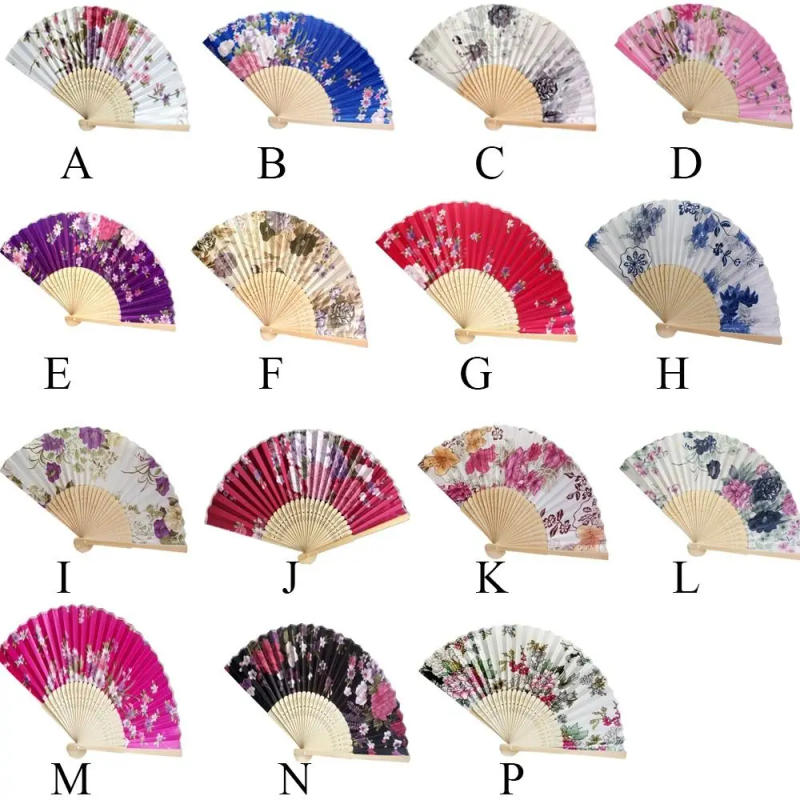Description Picture 2 of item1Pcs Silk Photography Prop Hand Held Vintage Colorful Ornament Fan Folding Fan Wedding Gifts