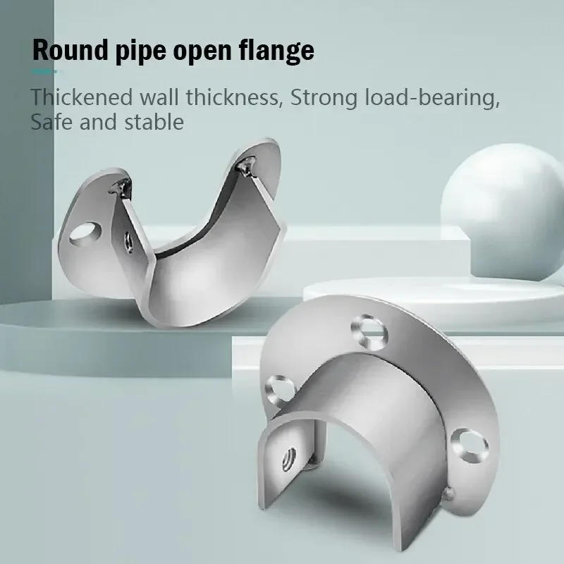 Description Picture 2 of itemThick Stainless Steel round Tube Seat Adjustable Flange Base Clothes Pole Holder Support Fixed Hardware