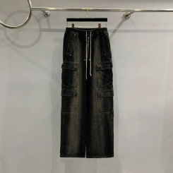Summer Ric Jeans Men Clothes Baggy Owens Pants For Women Y2k Punk Loose Washed High Street Colorblocked Denim RO Trousers