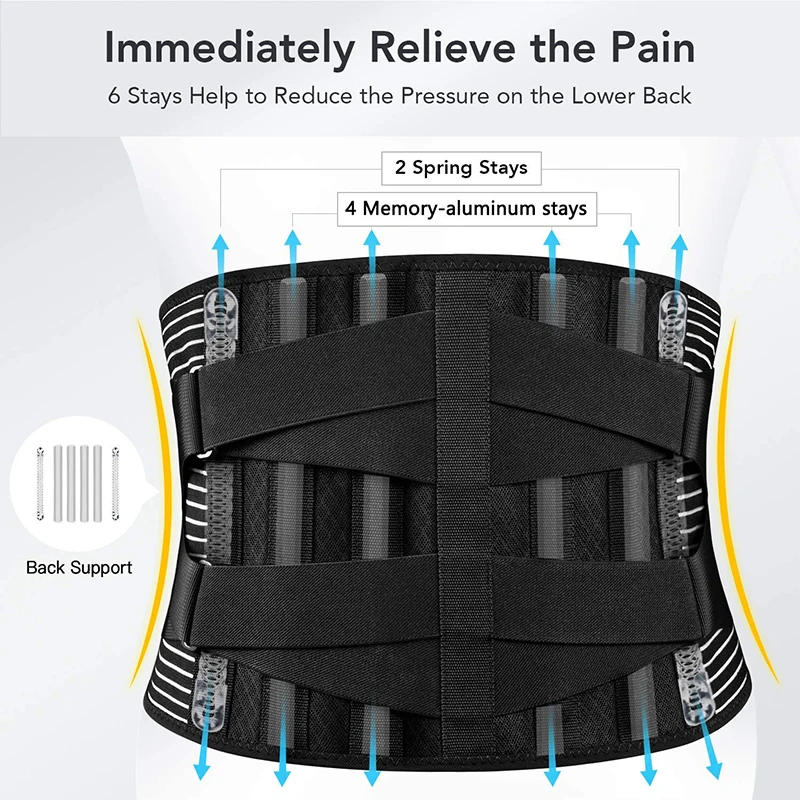 Description Picture 5 of itemBack Lumbar Support Belt Men Spine Decompression Waist Trainer Adjustable Back Brace for Lower Back Pain Relief with 6 Stays