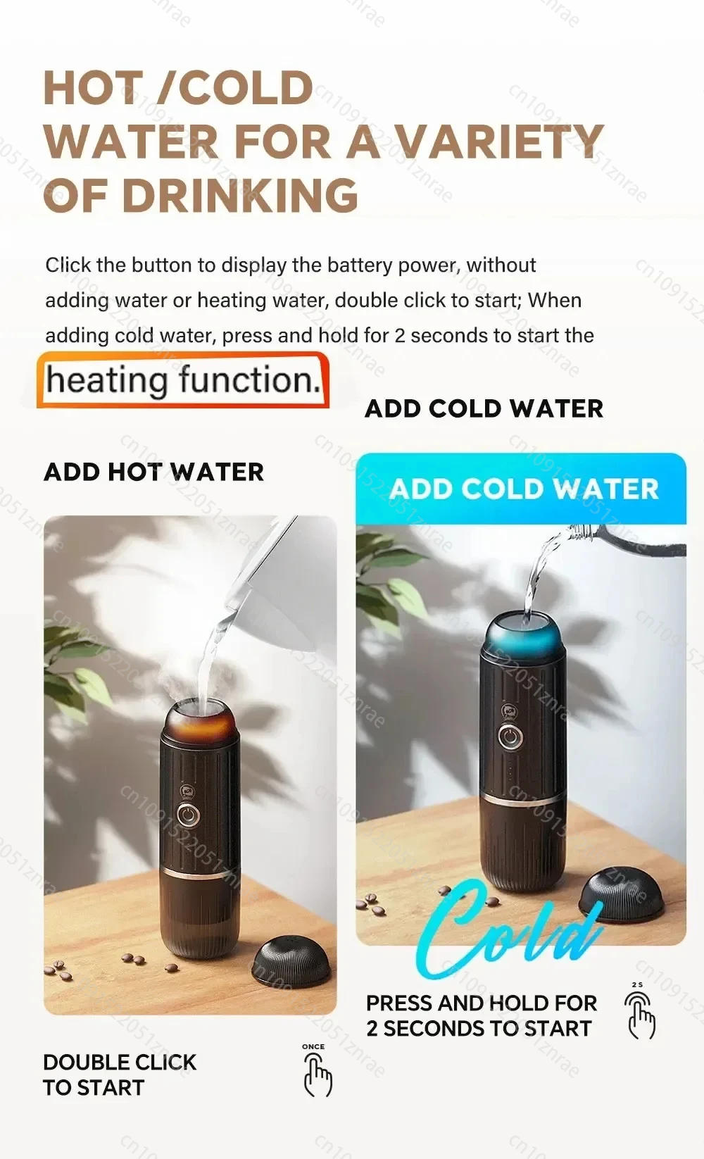 Description Picture 6 of itemPortable Espresso Coffee Maker 2 Cups Fit Nespresso Pods or Coffee Powder Machine for Travel Outdoo USB-Typec Port Coffeer