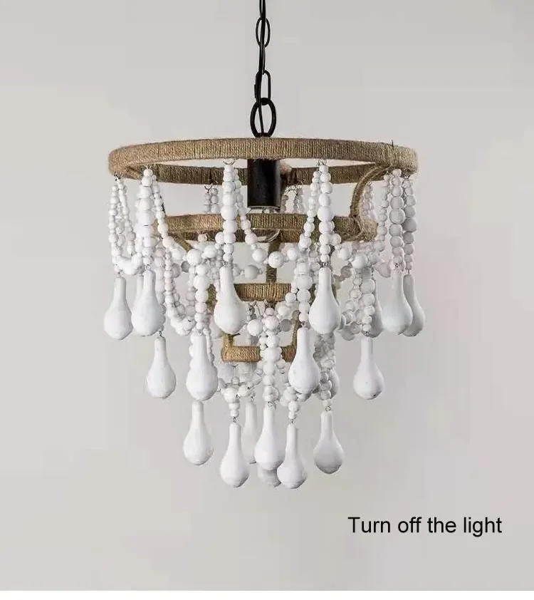 Description Picture 6 of itemBohemian Pendant Lights Wood Beads Chandeliers Living Room Restaurant Hotel Homestay Hanging Lamps for Luminaires Room Decor