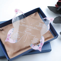 Personalized Butterfly Transparent Acrylic, Custom, Girl Birthday Bar Mitzvah, Wedding Invitation Card, 10Pcs