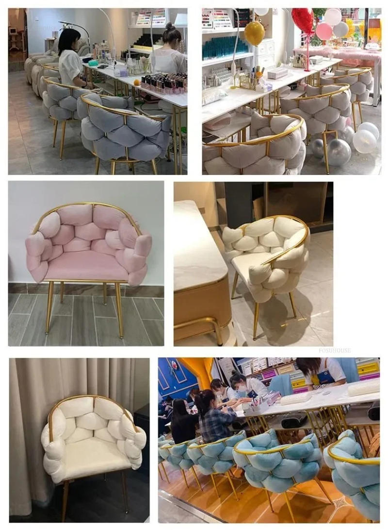 Description Picture 4 of itemModern Light Luxury Living Room Chair Home Furniture Modern Vanity Chairs for Bedroom Creative Pink Makeup and Manicure Chair