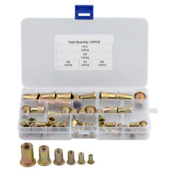 50 Pieces M 4 M5 M6 M8 M10 Flat Head Rivet Nut Rivnuts Tool Set Hardware