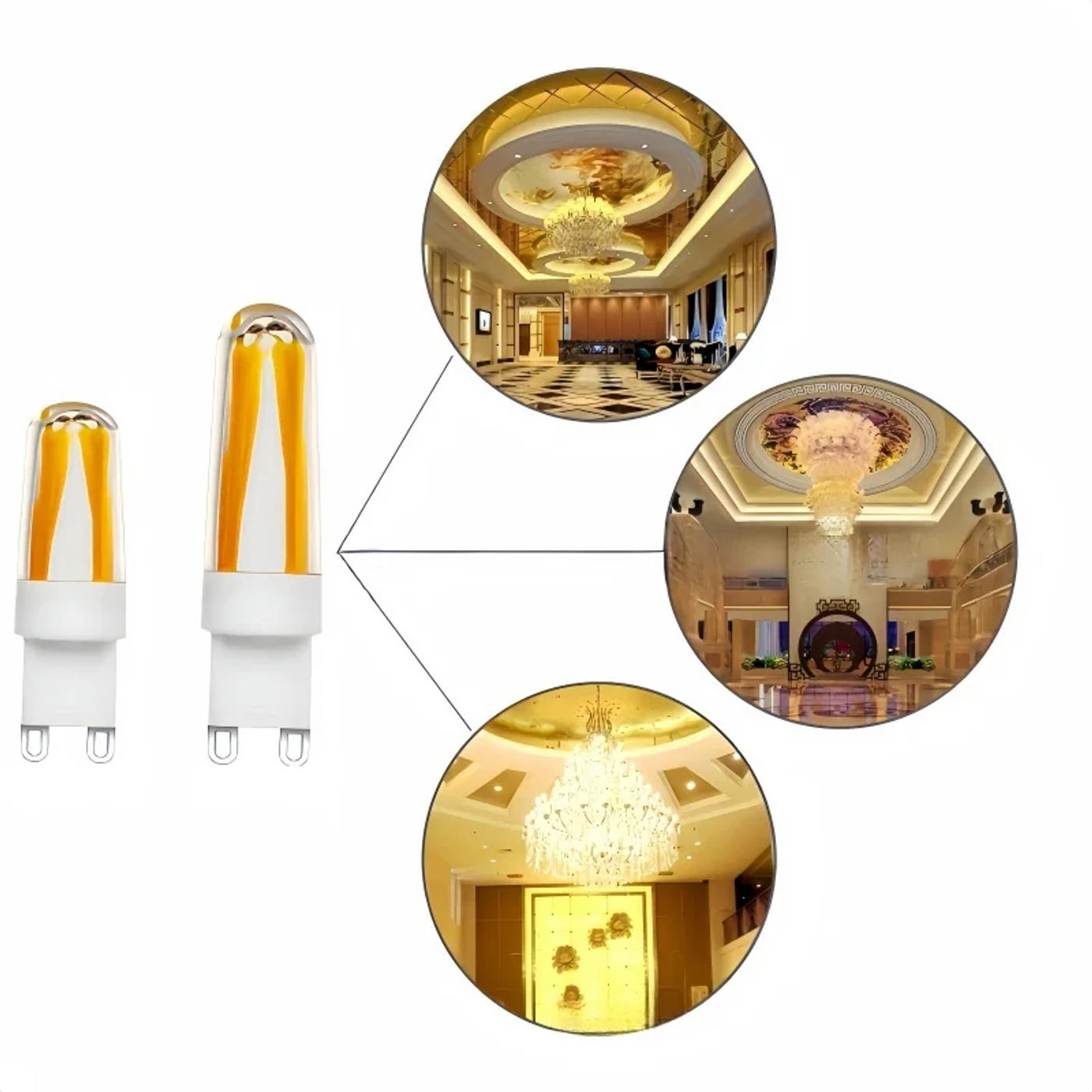 Description Picture 3 of itemG9 LED ceramic dimmable light 230V 220V bulb 3W 6W 4 LED filament COB chandelier replaces 30W 60W halogen spotlights