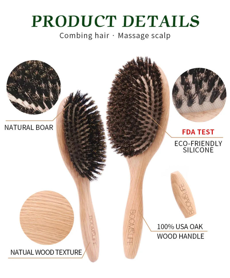 Description Picture 6 of itemBoar Bristle Hair Brush Women Combs for Hair Detangle Brush Oak Wood Hair Brush Barber Comb No Tangled Scalp Massage Brush