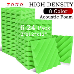 TOUO Wall Soundproof Foam Sponge Pad 6-24 Pcs Studio Diamond Groove Sound Foam Panel High Density Thick Sound Proof Padding