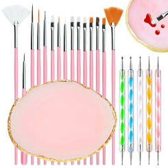Nail Art Palette And Brush Design Tip Painting Drawing Display Carving Dotting Pen Acrylic Gel UV Polish DIY Manicure Set Tools