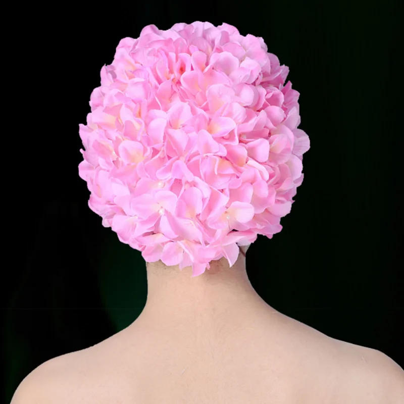 Description Picture 6 of item2025 New Women Handmade Beach Swimming Caps Flower Sports Swim Pool Hats Soft Long Hair Breathable Diving Unique Protection